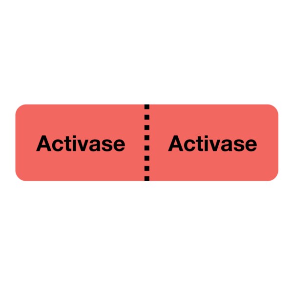IV Drug Line Label - Activase/Activase 7/8" x 3" Flr Red w/Black